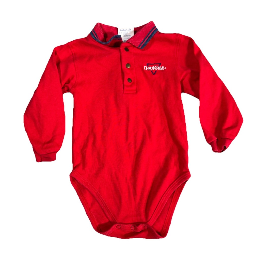 VTG Osh Kosh B'gosh Red Shirt SZ Baby Boys 12 Months Bodysuit USA MADE KIDS